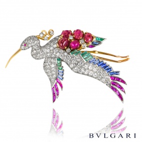 Bvlgari Diamond, Ruby, Sapphire & Emerald Bird Brooch